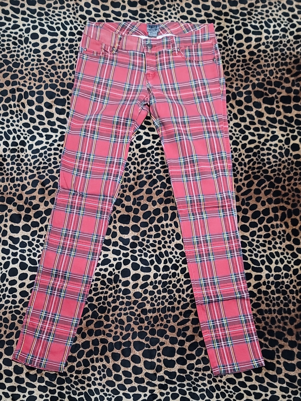 Tripp nyc Red Plaid Skinny Pants